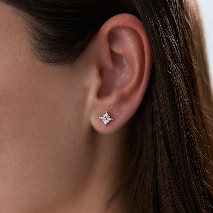 Dörtlü Markiz Vidalı Küpe - Rayna