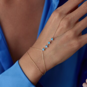 Dörtlü Mavi Taşlı Şahmeran - Rayna