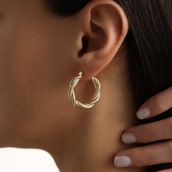 Double Medium Sarmal Halka Küpe - Dilmener