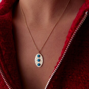 Dövme Plaka 3 Taş Kolye - Cemart