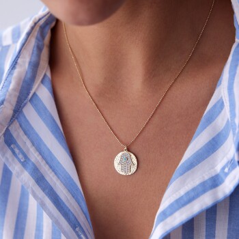 Dövme Plaka Taşlı Fatmanın Eli Kolye - Cemart (1)