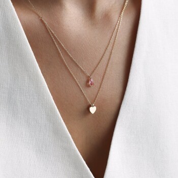 Drop Kalp İkili Kolye - Rayna