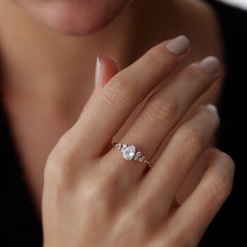 Drop Taşlı Yüzük - Nüans