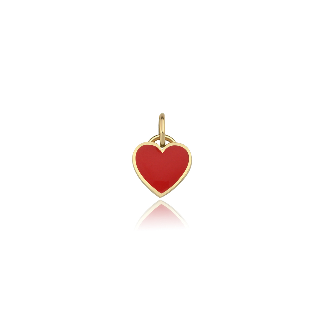 Düz Kırmızı Kalp Charm - 1