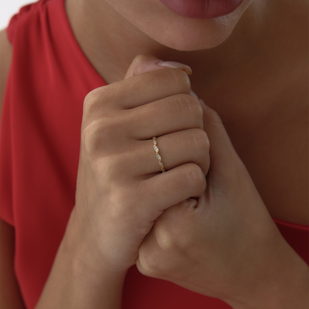 Eğik Defne Yaprağı Yüzük - 2