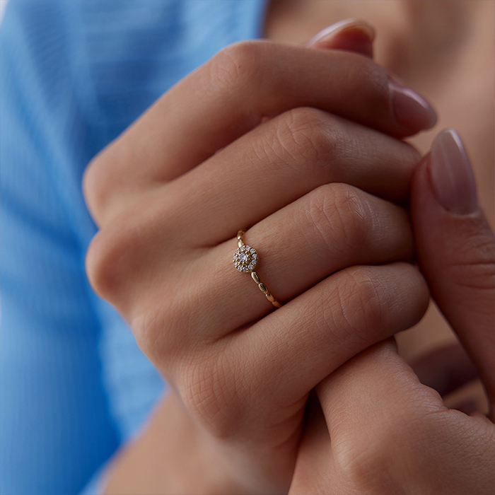 Elips Sıra Taşlı Yüzük - Alen