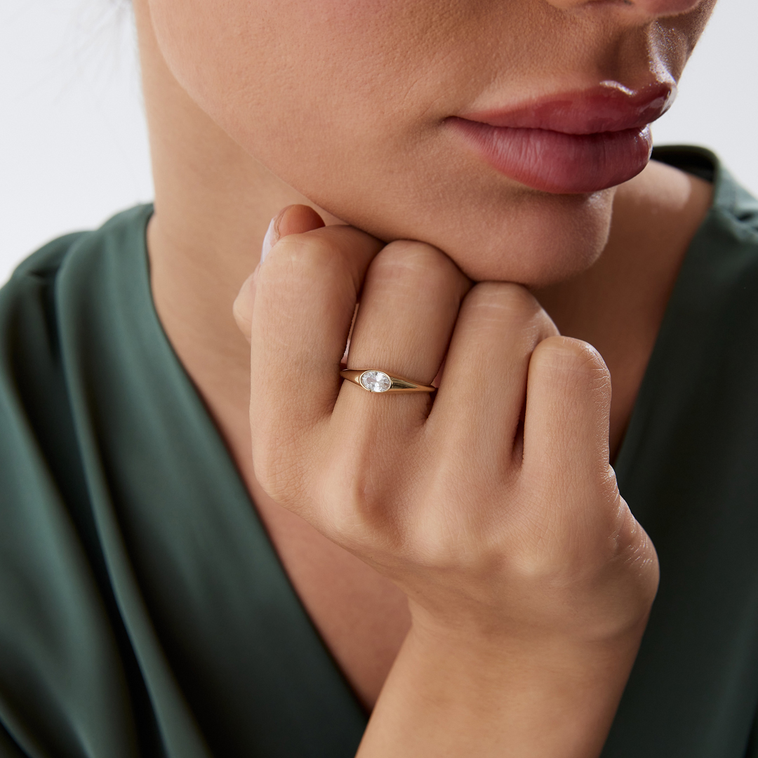 Elips Tektaş Sıvama Yüzük - 1