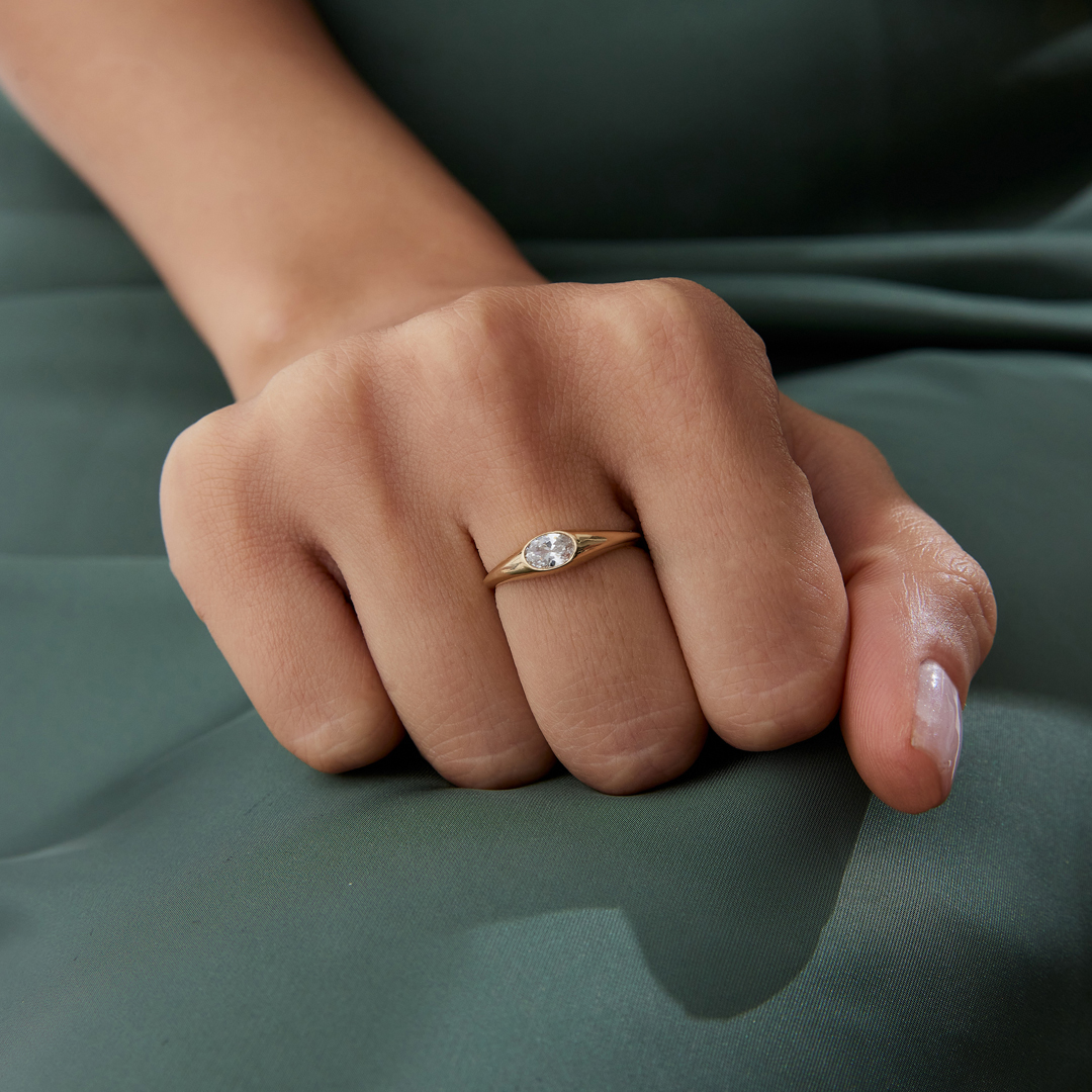 Elips Tektaş Sıvama Yüzük - 2