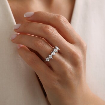 Elips Tırnak Beştaş Yüzük - Oragold Orhan