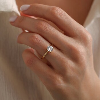 Elips Tırnak Tektaş Yüzük - Oragold Orhan