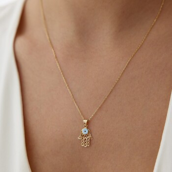 Mavi Gözlü Fatmanın Eli Kolye - Özçelik