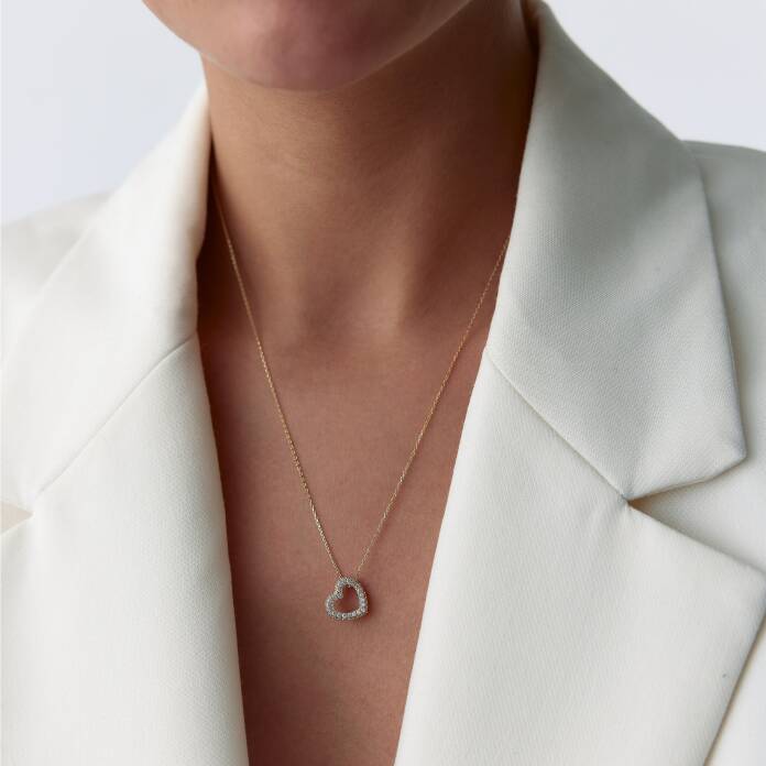 Fee Taşlı Boş Kalp Kolye - 1