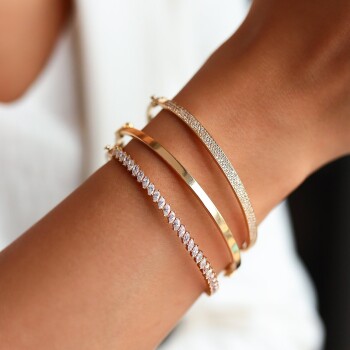 Feel Taşlı Kelepçe - Altın İş (1)