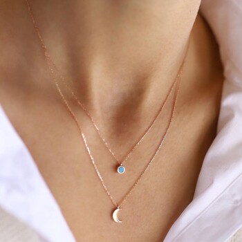 Firuze Ay İkili Kolye - Alen