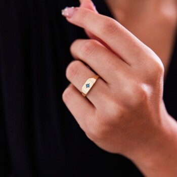 Firuze Kutup Yıldızı Şovalye Yüzük - Cemart