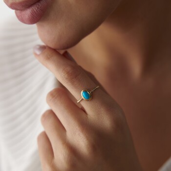 Firuze Taşlı Burgu Yüzük - Cemart