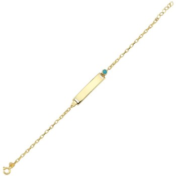 Firuze Taşlı Köşeli Zincir Çocuk Künyesi - Melike