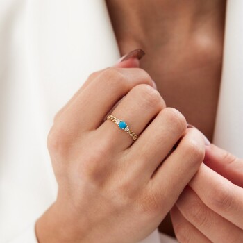 Firuze Taşlı Zincir Model Yüzük - Ali Altınbas