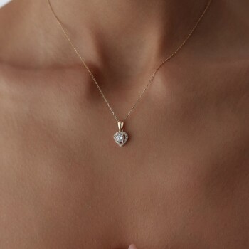 Frame Taşlı Kalp Kolye - 2