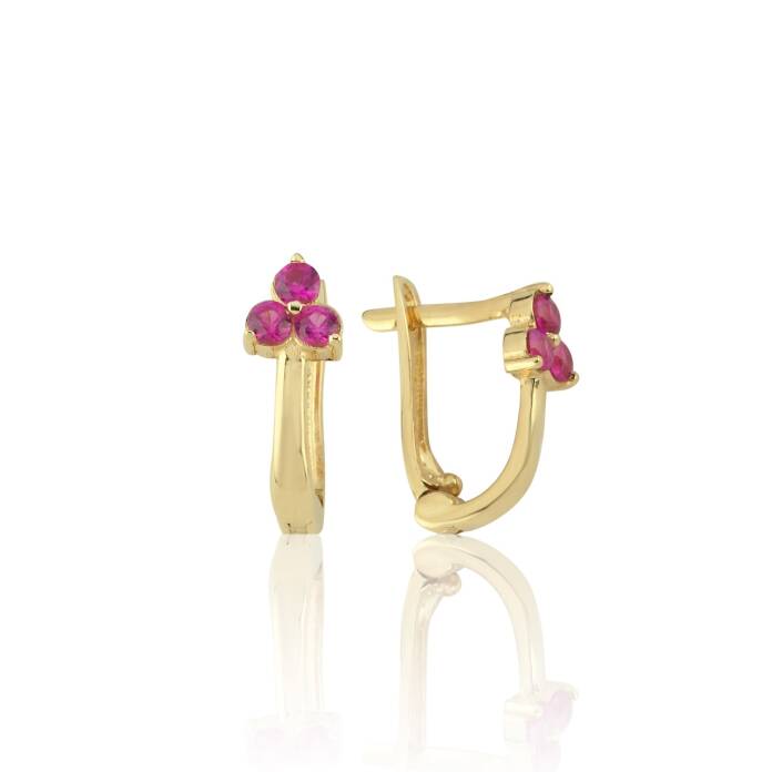 Fuşya Taşlı Çocuk Küpesi - 1