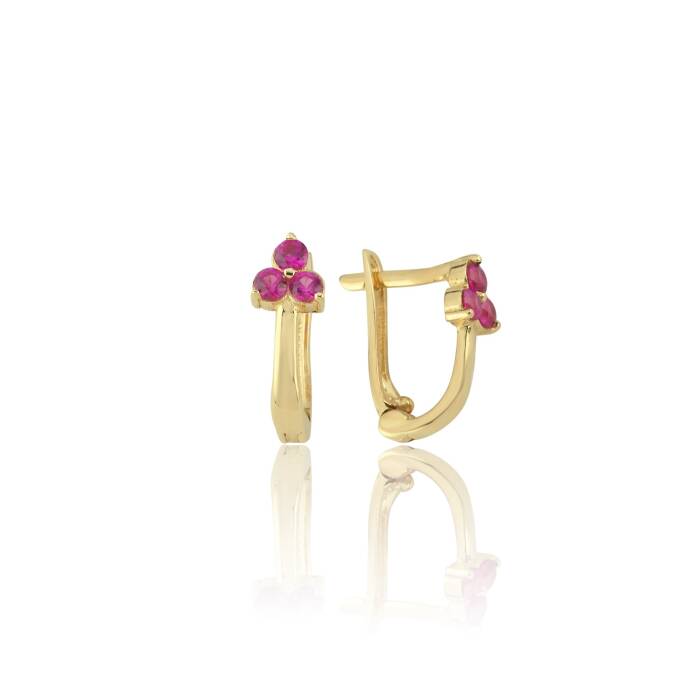 Fuşya Taşlı Çocuk Küpesi - 2