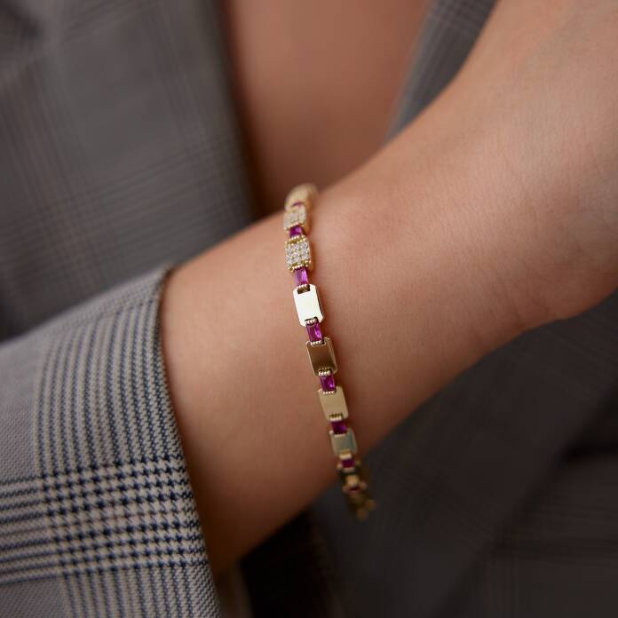 Fuşya Taşlı Kare Bileklik - 3