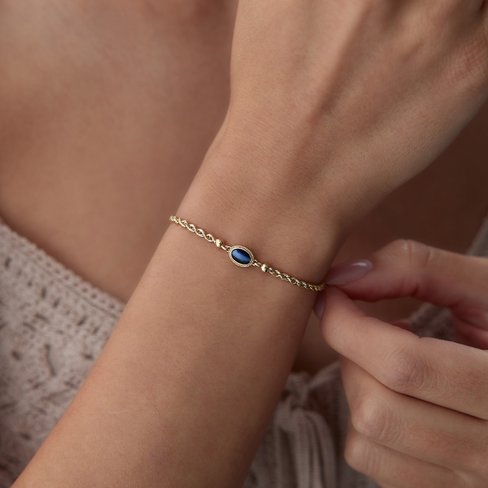 Gece Mavisi Halat Vintage Bileklik - 1