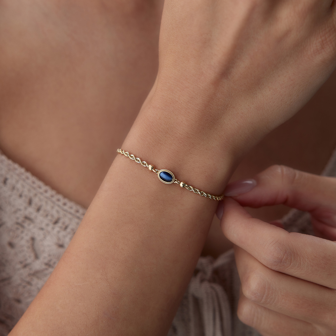 Gece Mavisi Halat Vintage Bileklik - 1