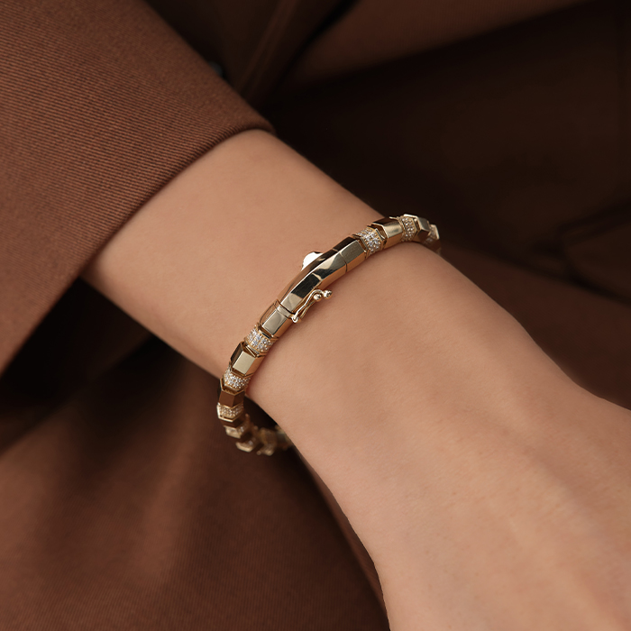 Geometrik Blok Taşlı Altın Bileklik - Mg Gold (1)