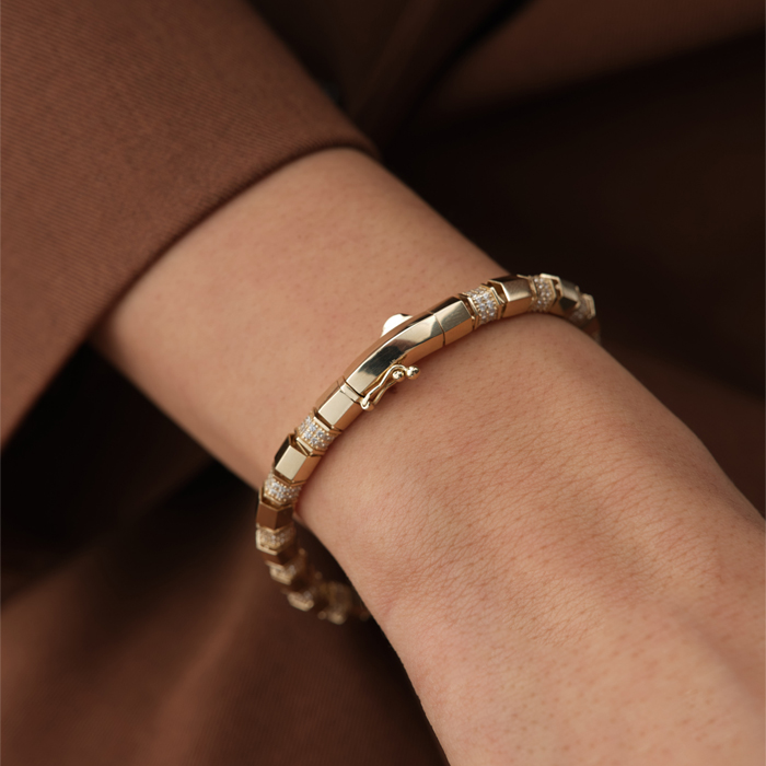 Geometrik Blok Taşlı Altın Bileklik - Mg Gold