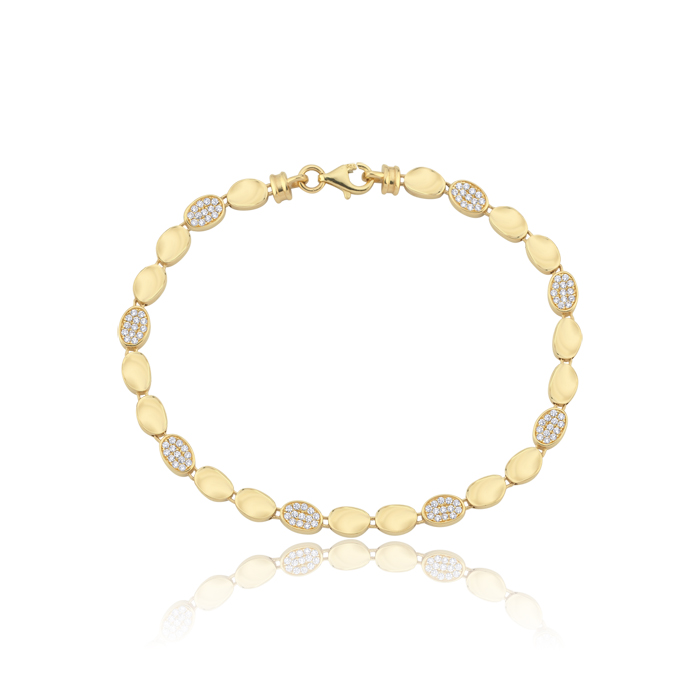 Geometrik Oval Taşlı Altın Bileklik - 1