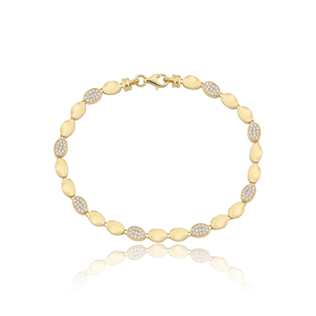 Geometrik Oval Taşlı Altın Bileklik - 1