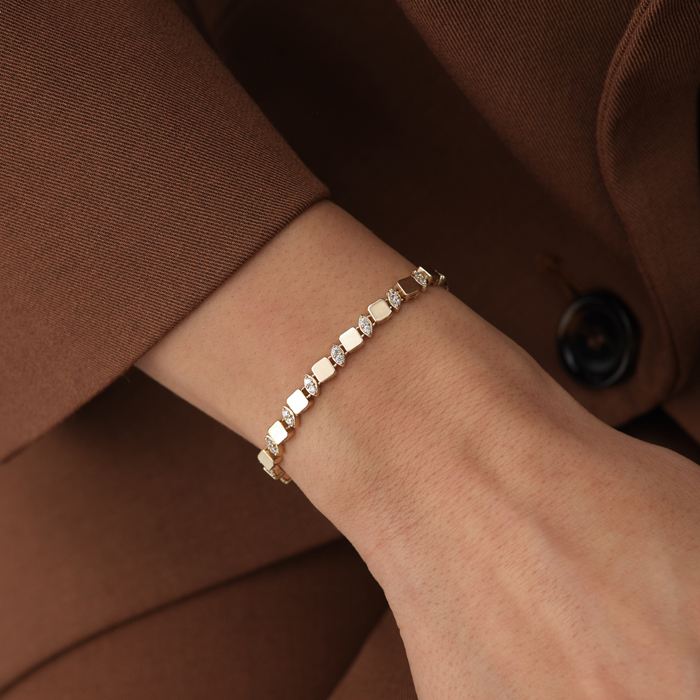 Geometrik Plaka Taşlı Altın Bileklik - Fiemma (1)