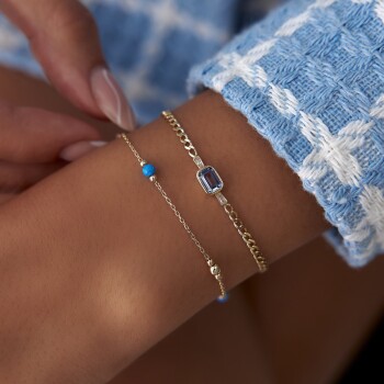 Gök Mavi Baget Taşlı Bileklik - 3