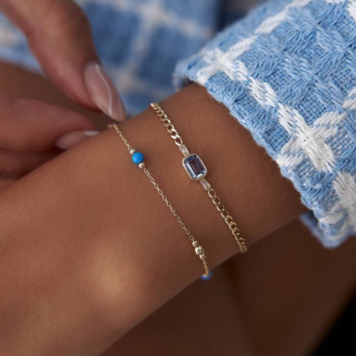 Gök Mavi Baget Taşlı Bileklik - 3