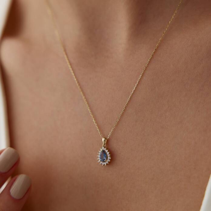 Gök Mavi Damla Kolye - 1