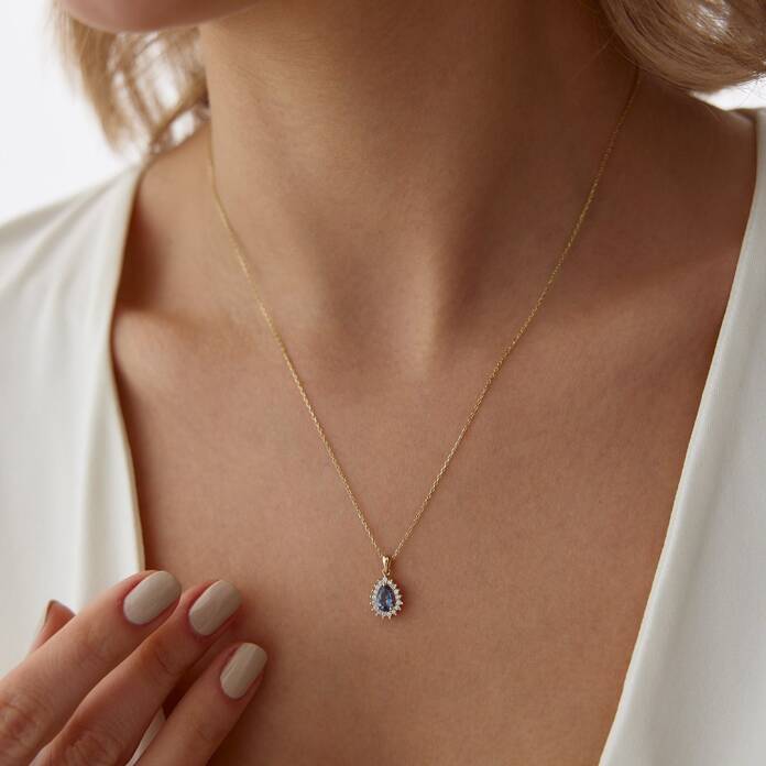 Gök Mavi Damla Kolye - 2