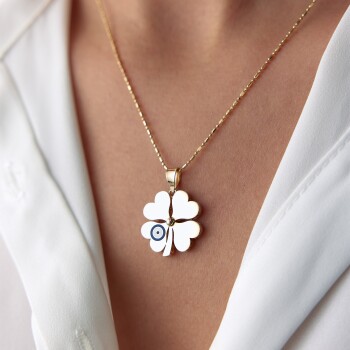 Göz Mineli Yonca Kolye - ELA Yakup