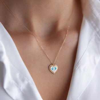 Gözlü Kalp Kolye - Rayna