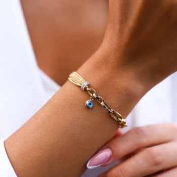 Gözlü Oval Ataçlı Bileklik - Konyalı Halil