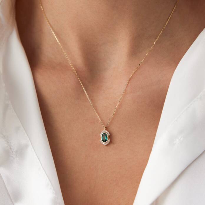 Grace Renkli Taşlı Kolye - 1