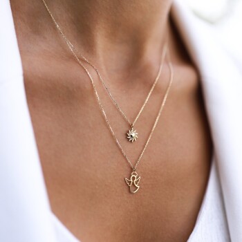 Güneş Melek İkili Kolye - Rayna