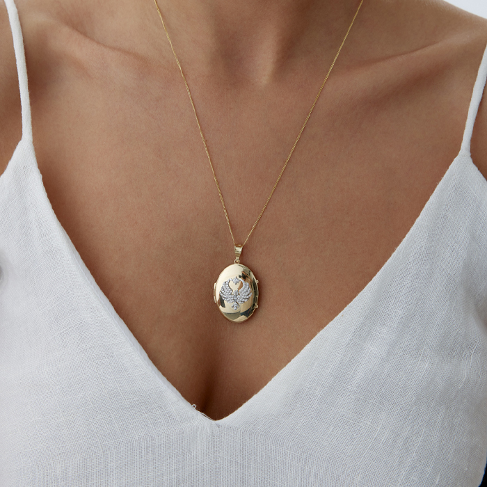 Gurmet Zincirli Anka Kuşu Kapaklı Kolye - Tuana