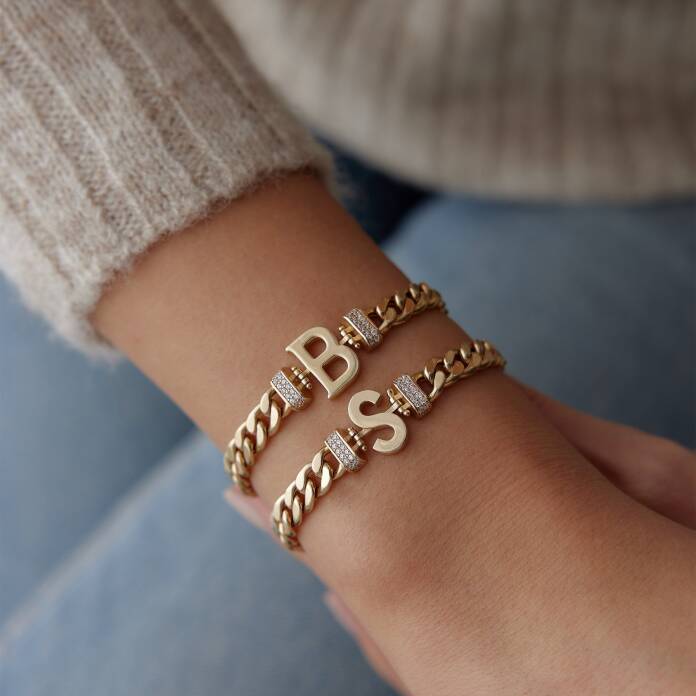 Gurmet Zincirli Bold Harf Bileklik - 1