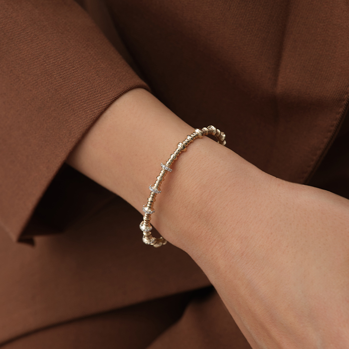 Halka Geçişli Taşlı Altın Kelepçe - 1