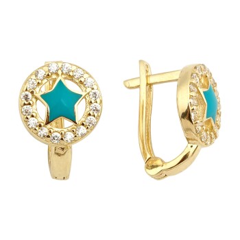 Halka İçinde Mavi Yıldız Çocuk Küpesi - Melike