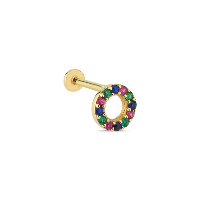 Halka Model Gökkuşağı Renkli Tragus Piercing - 1