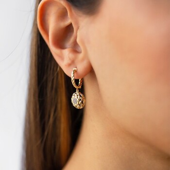 Halka Sallantılı Taşlı Küpe - Alen