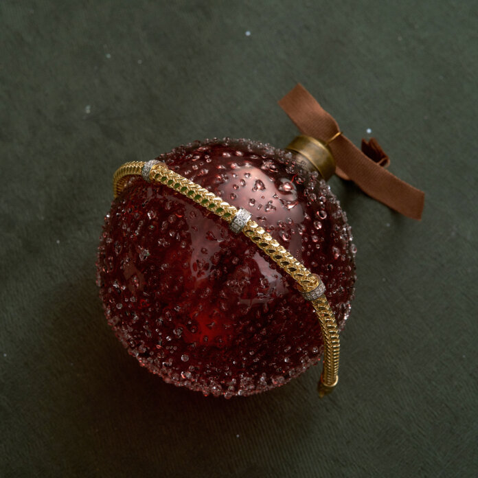 Halka Taşlı Pul Buster Altın Bileklik - 1