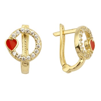 Halka Üzerinde Kırmızı Kalp Çocuk Küpesi - Melike